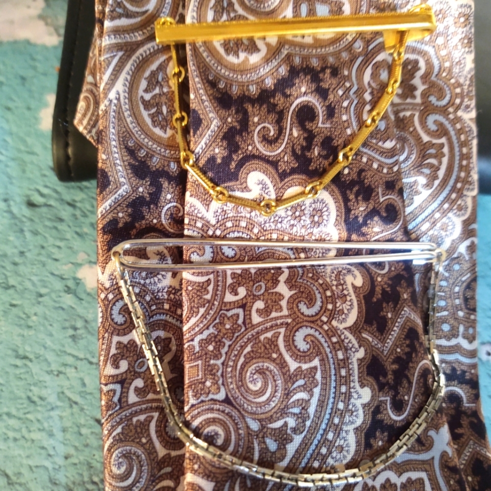 Vintage Hickok Tie Clasp with Chain and Vintage Gold Tone Metal Tie Clasp